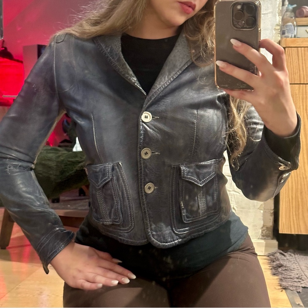 Vintage Gil Santucci Leather Womens Jacket - Size 4-6